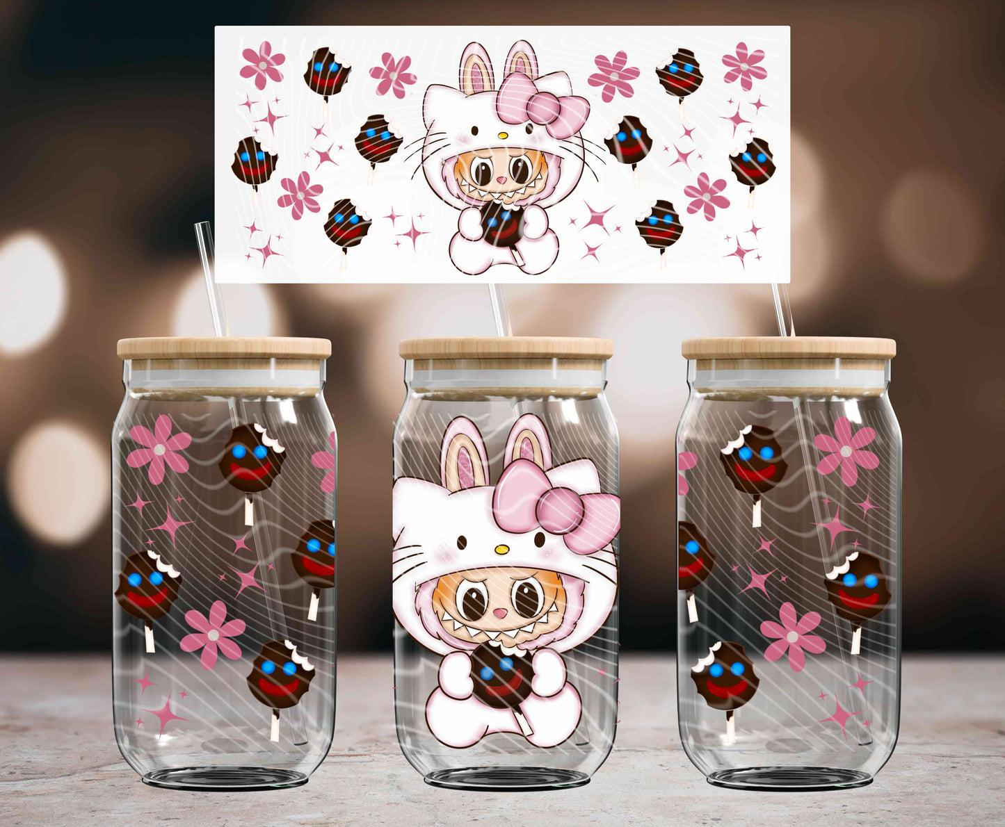 Easter BUBU HK 16 oz Glass Can Wraps