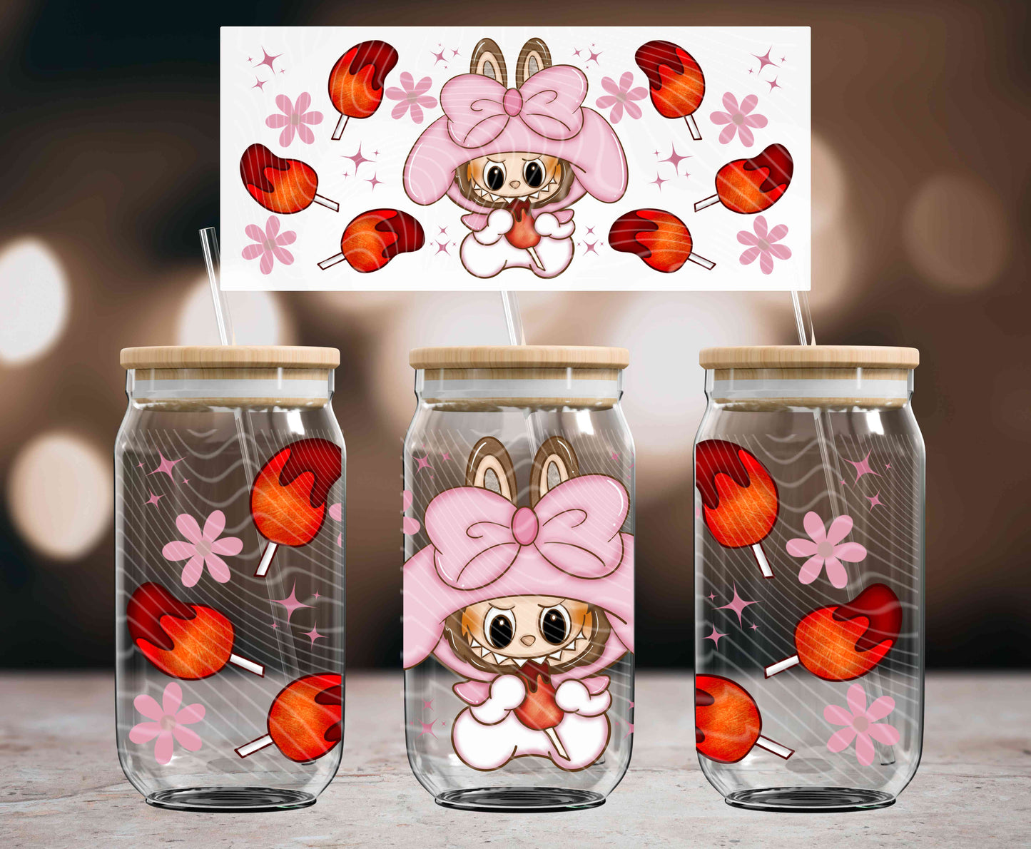 Easter BUBU Melody 16 oz Glass Can Wraps