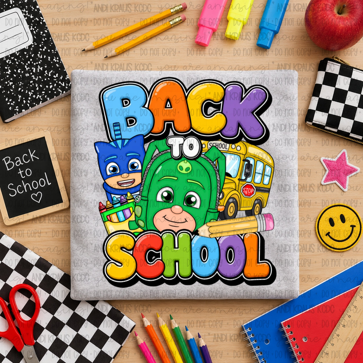 Back To School PJ Masks DTF Print