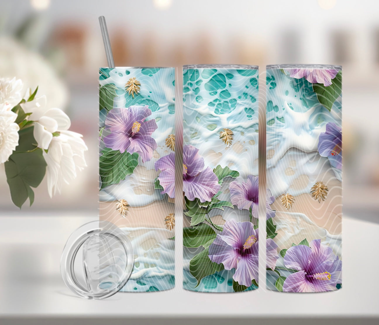 Purple Hibiscus On The Beach