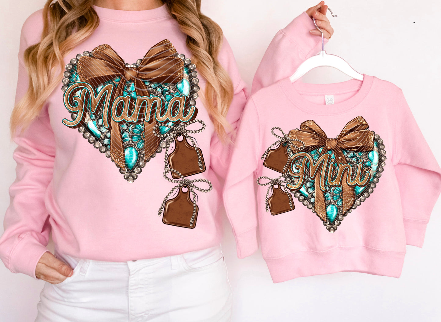 Turquoise Mama or Mini Concho Heart DTF Print