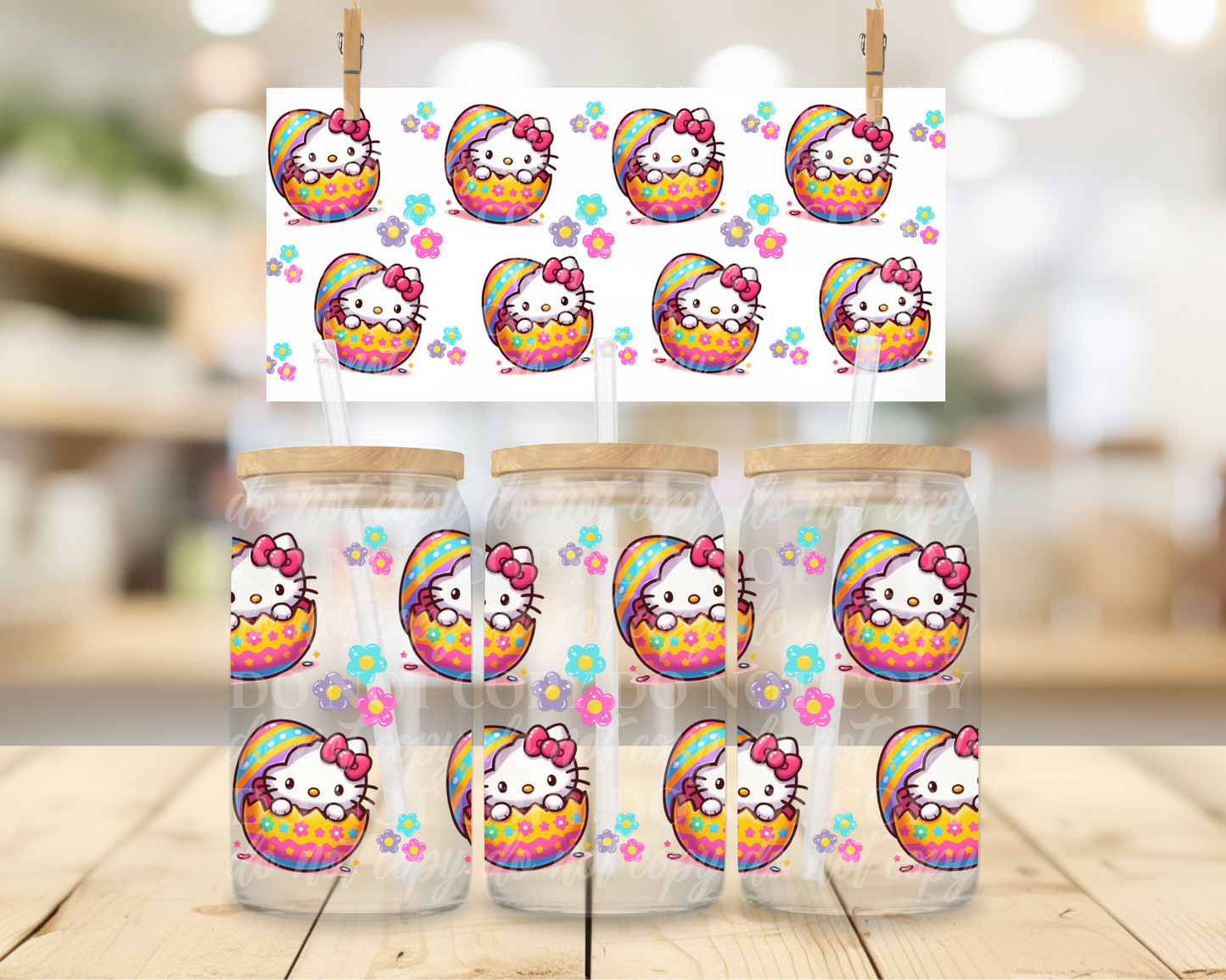 HK Easter Eggs 16 oz Glass Can Wrap