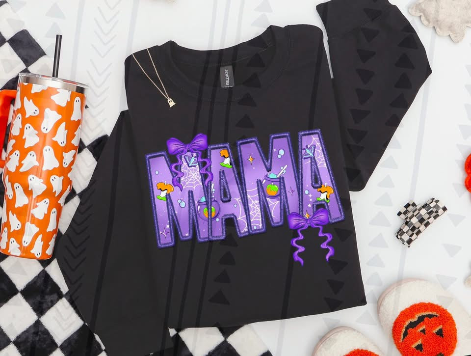 Mama Witches Brew Faux Embroidery DTF Prints