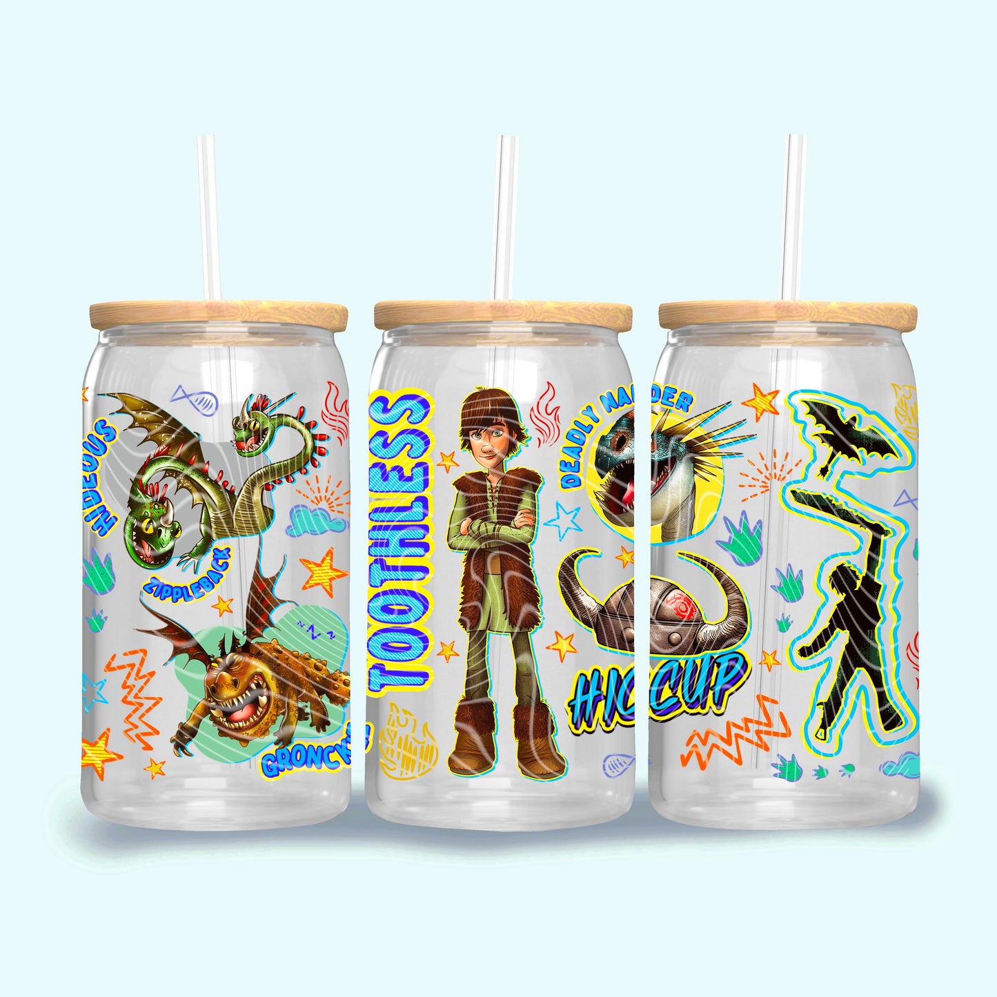 Dragon Trainer 16 oz Glass Can Wraps