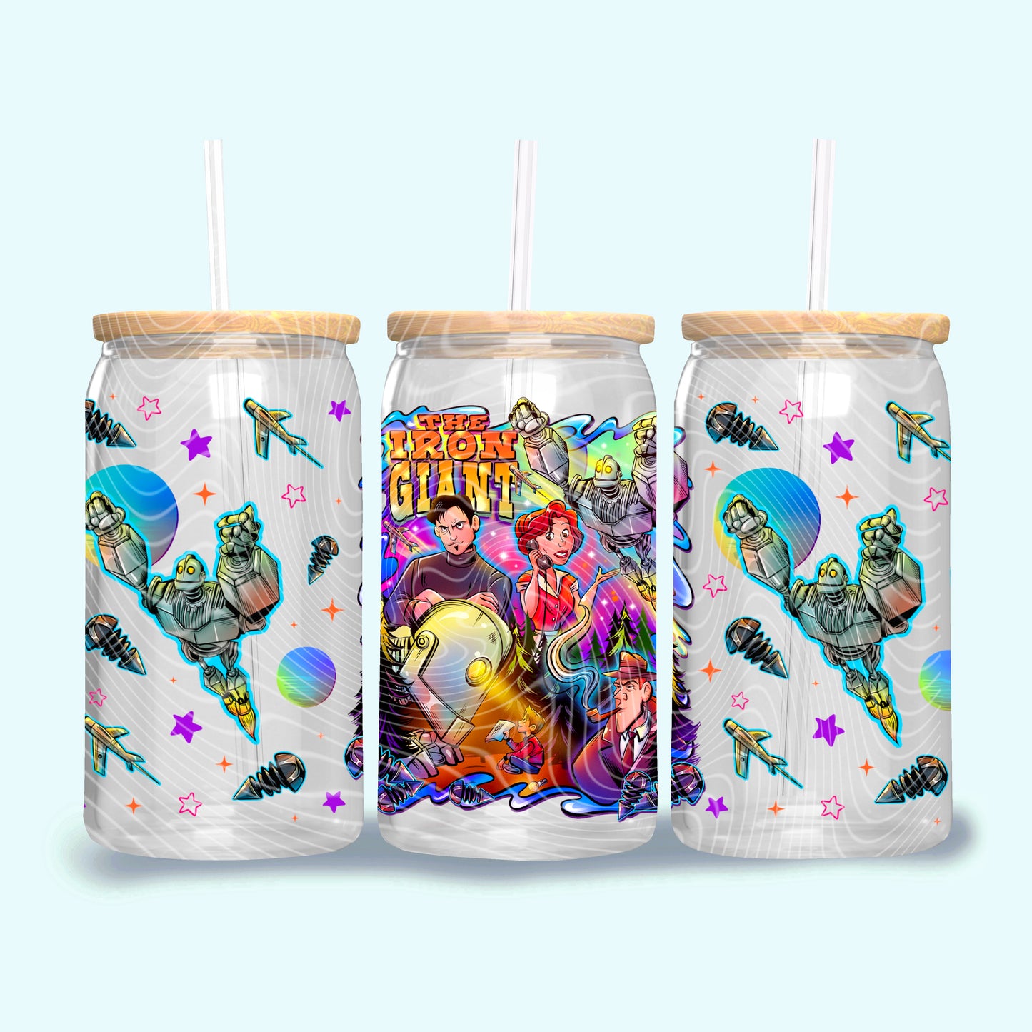 Iron Giant 16 oz Glass Can Wraps