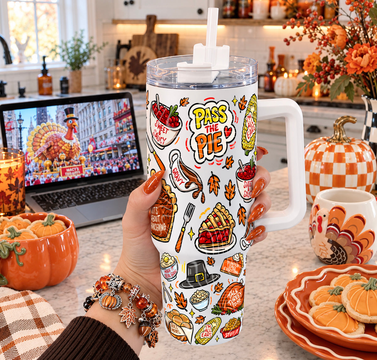 Thankful For Good Food Doodle 40 oz Tumbler Prints