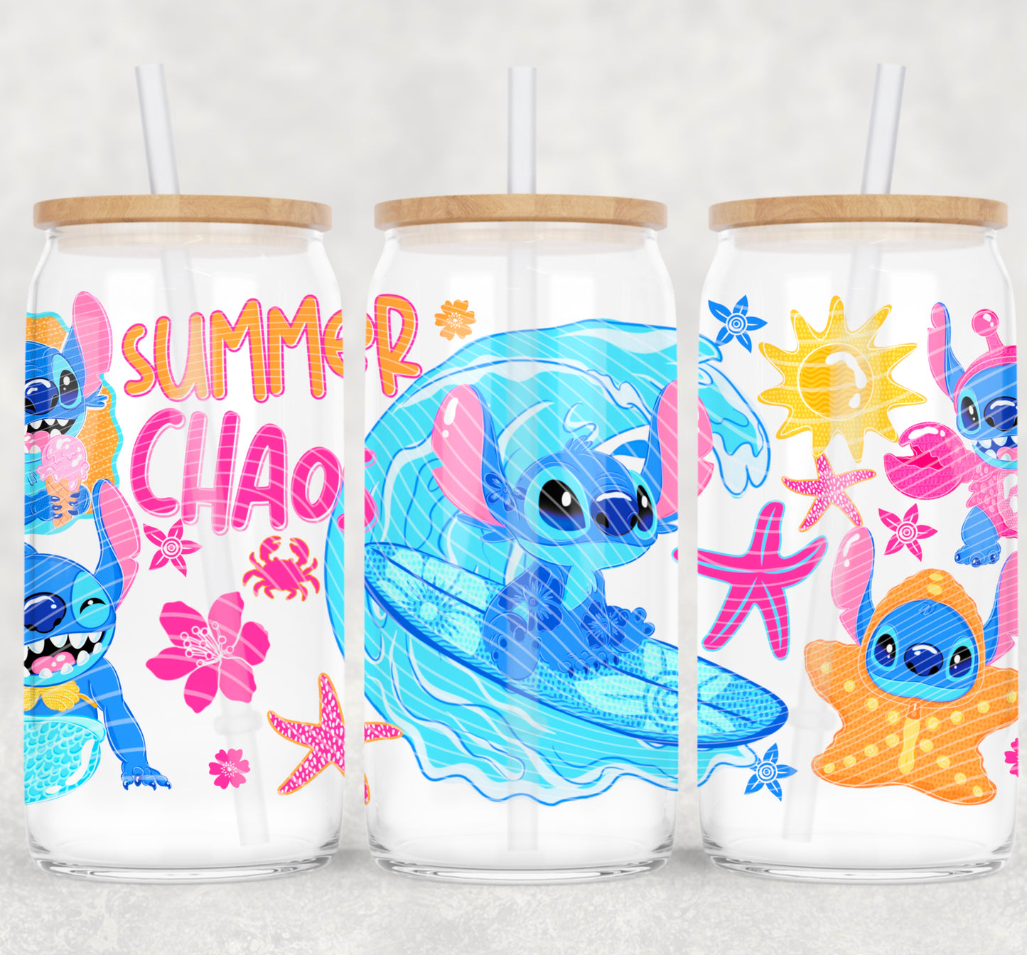 Summer Chaos Stitch 16 oz Glass Wrap