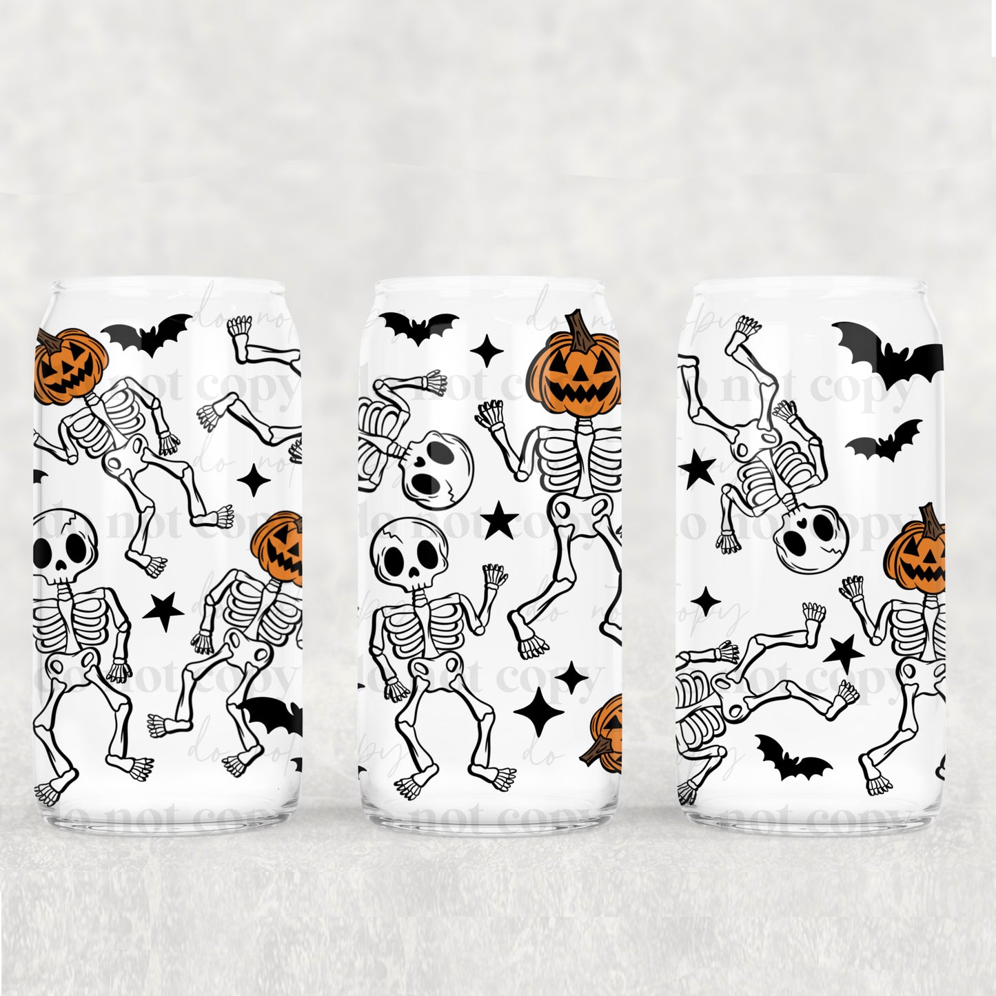 Halloween Skellies 16 oz Glass Wraps