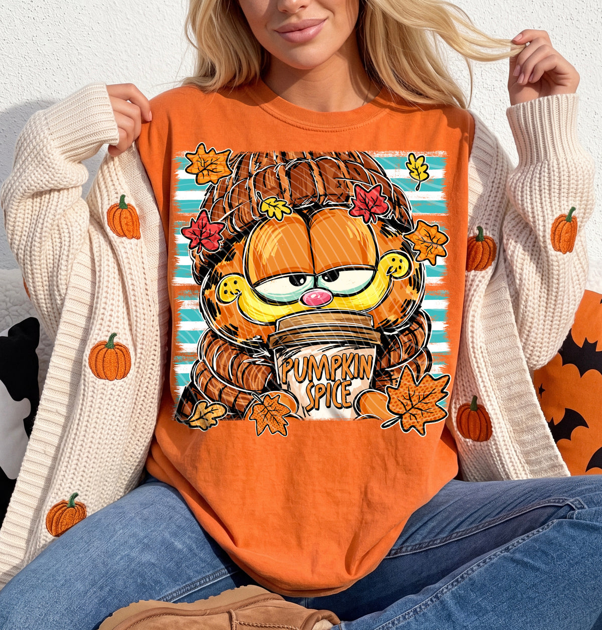 Pumpkin Spice Garfield DTF Print