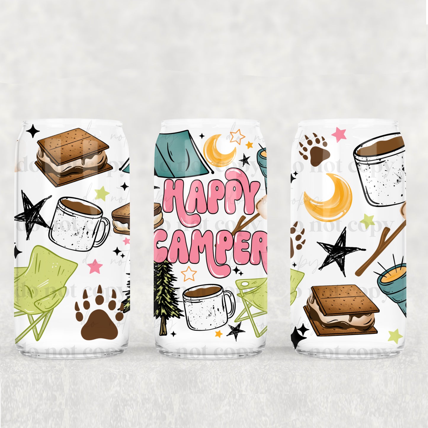 Happy Camper 16 oz Glass Wrap