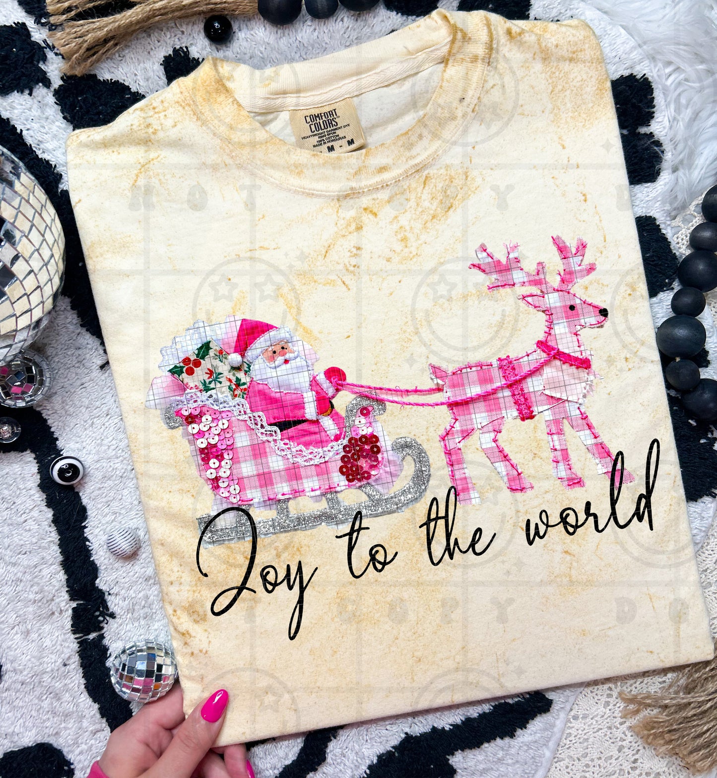 Joy To The World Faux Embroidery DTF Print
