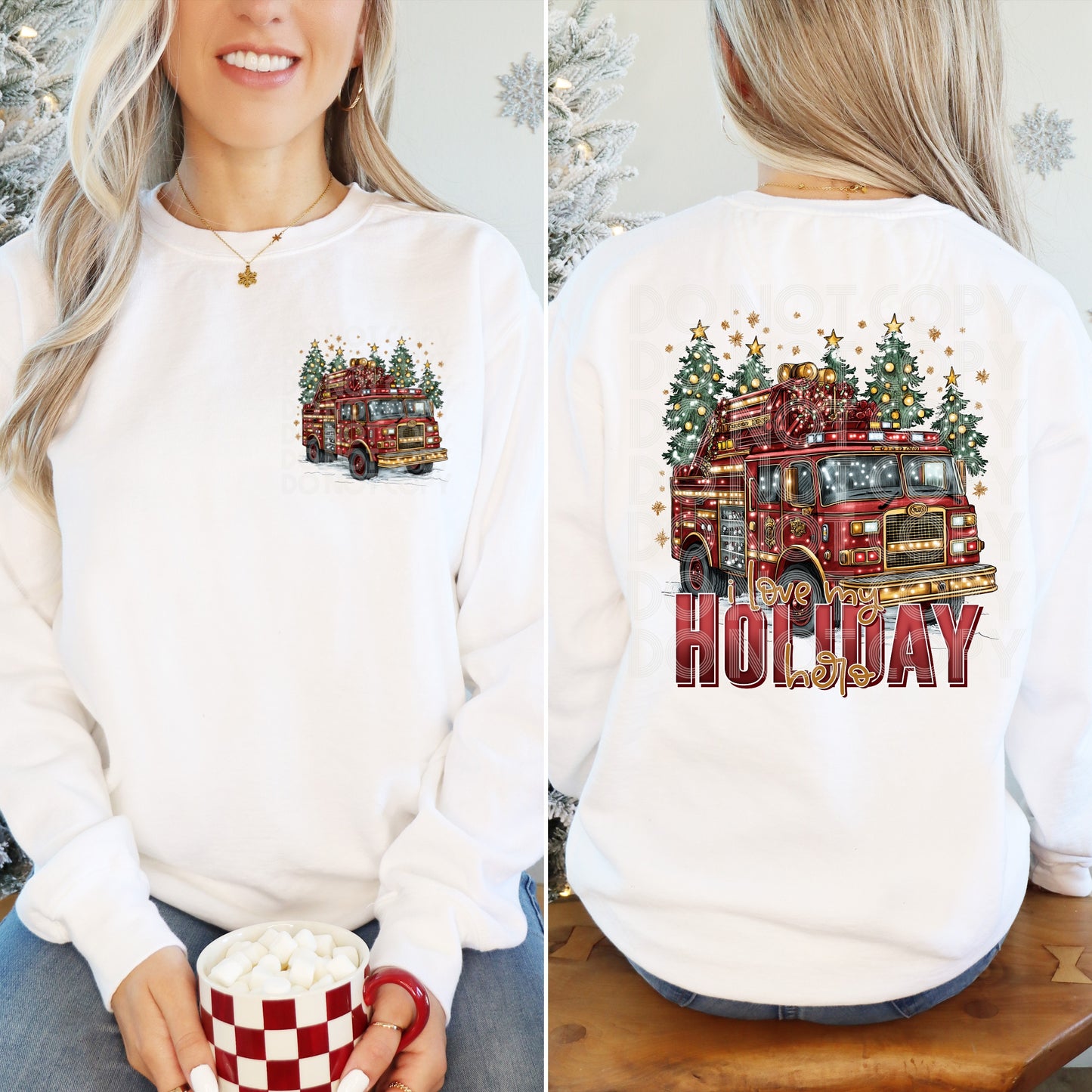 I Love My Holiday Hero Firefighters Style DTF Print