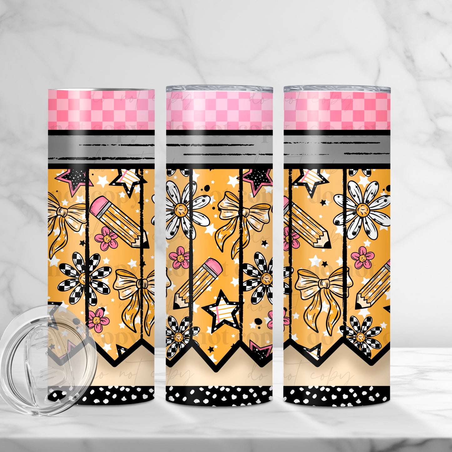Pencil School Bow Tumbler Wrap