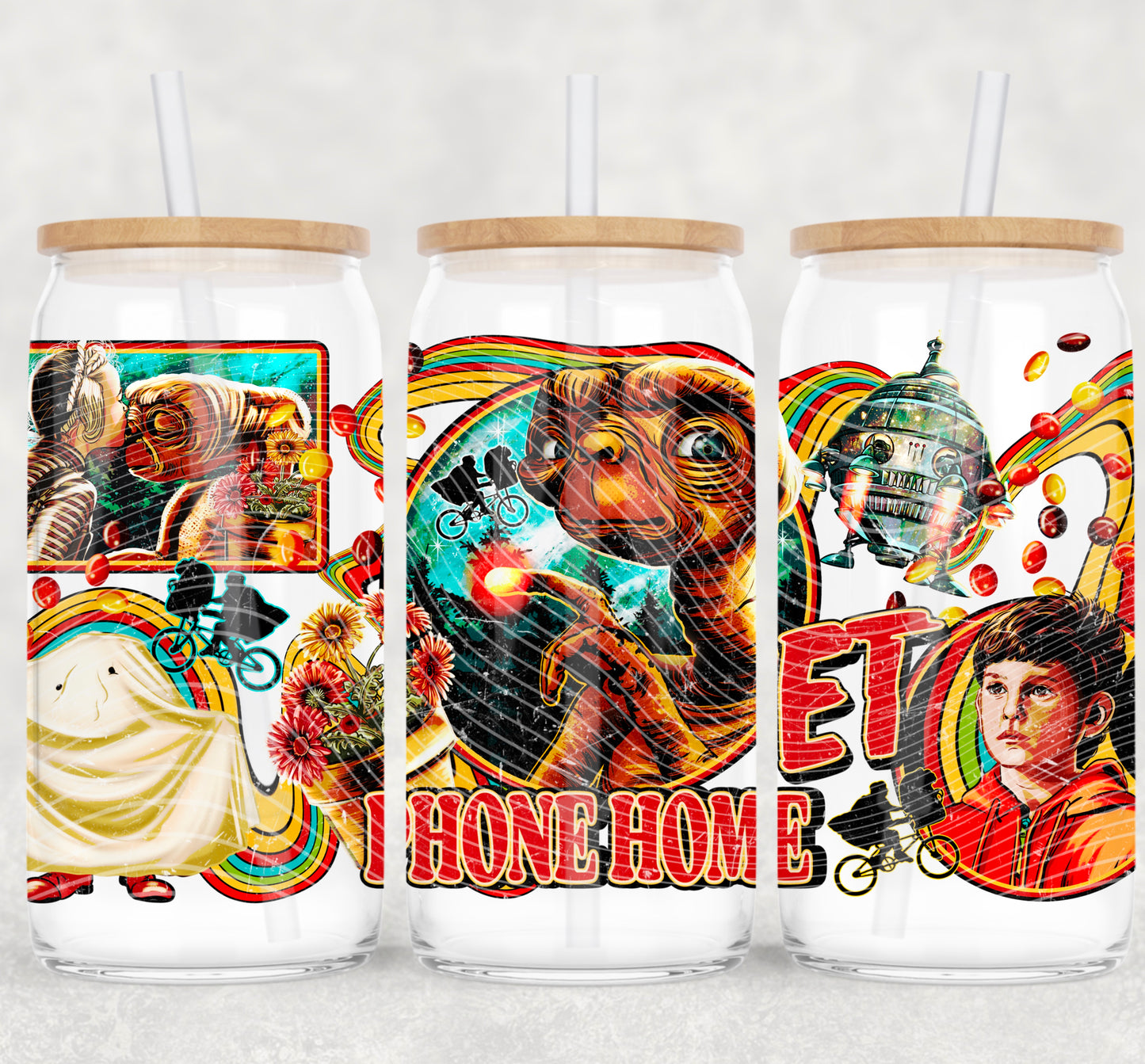 Phone Home 16 oz Glass Can Wraps