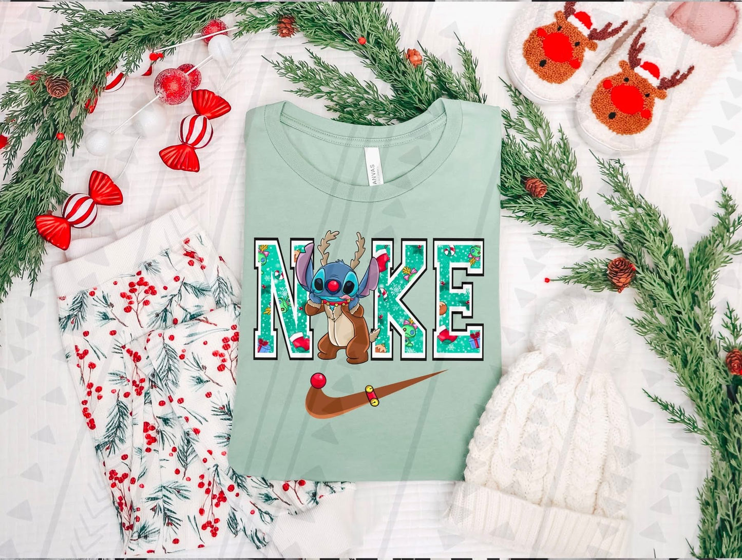 Checkmark Stitch Reindeer DTF Prints