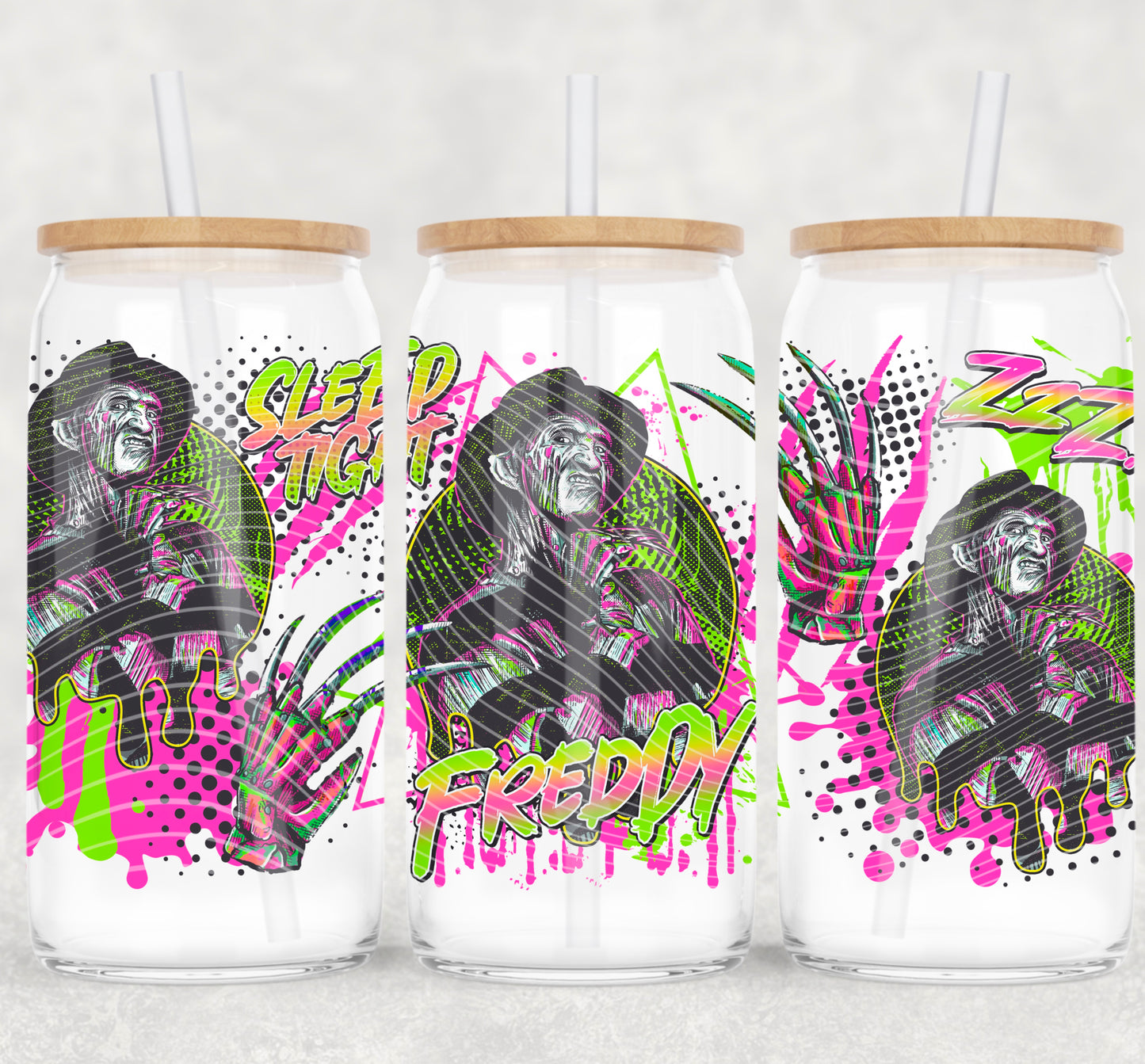 Horror Freddy 16 oz Glass Can Wraps