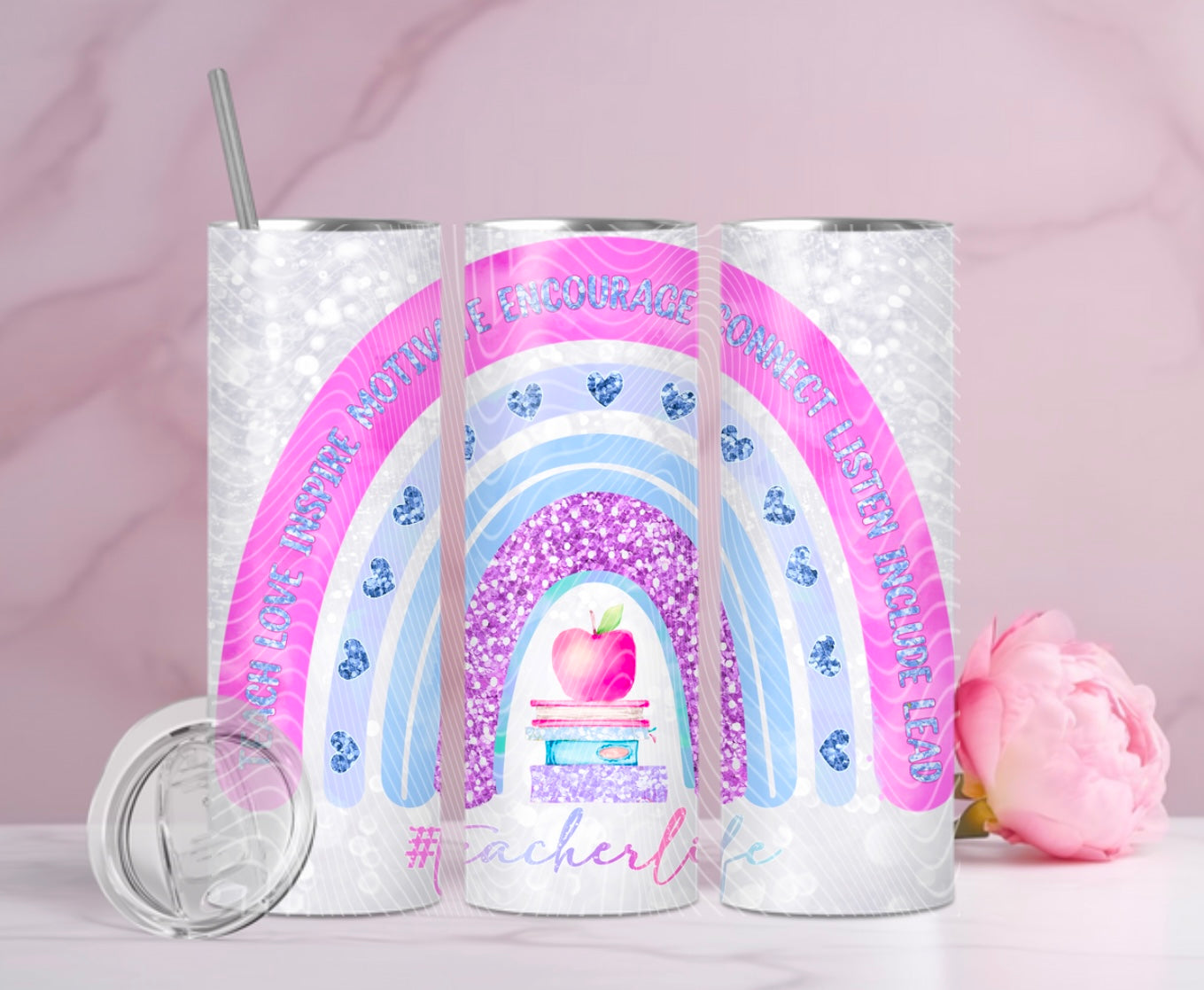 Teacher Life Purple Rainbow Tumbler Wrap