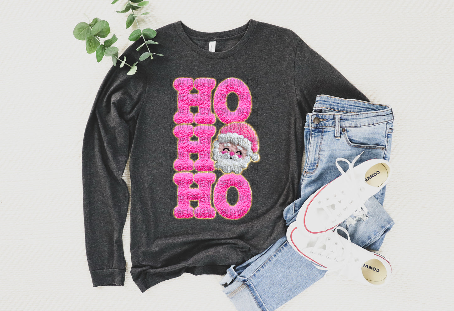 Ho Ho Ho Santa Faux Yarn DTF Print