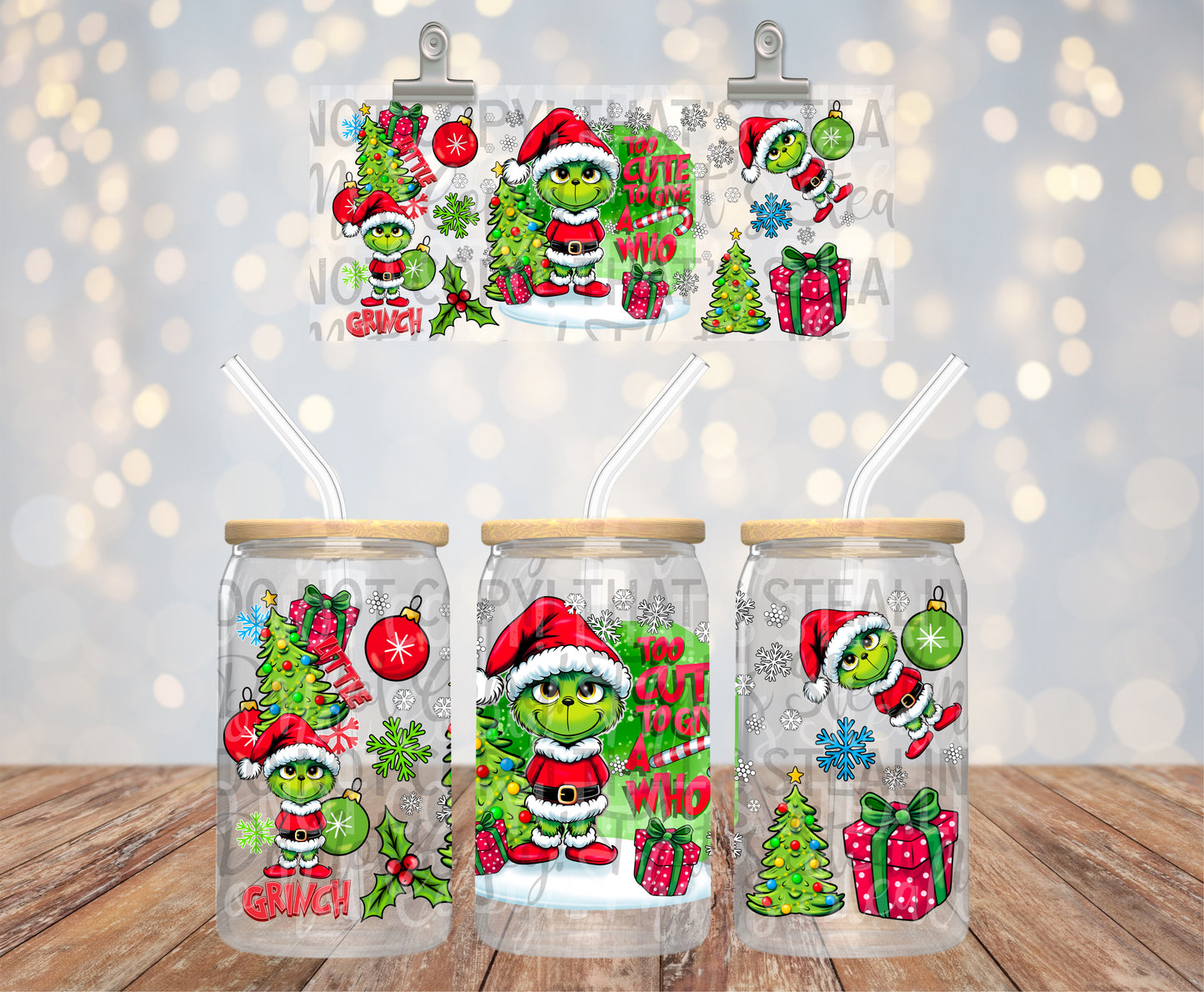 Too Cute To Give A Who 16 oz Glass Wraps