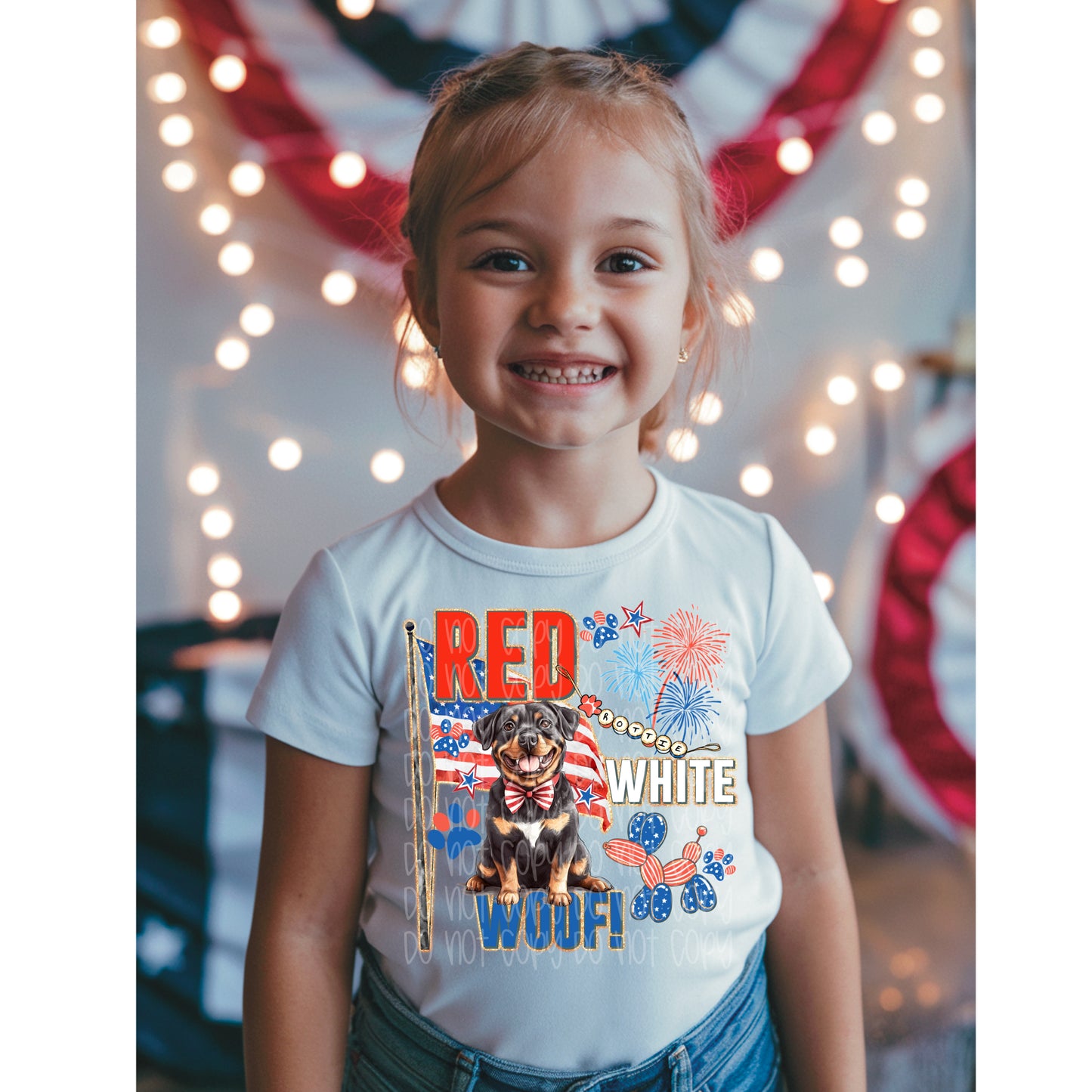 Red White And Woof DTF Print
