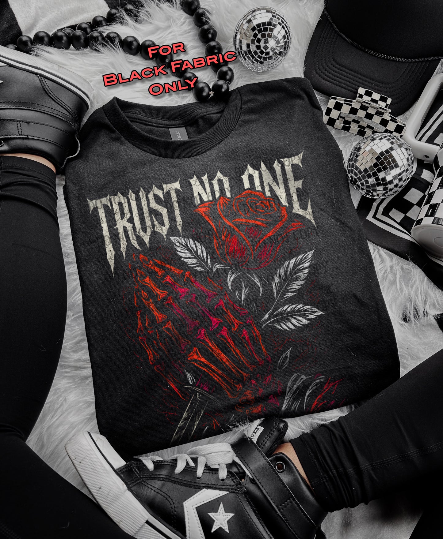 Trust No one (Black Fabric Only) DTF Prints