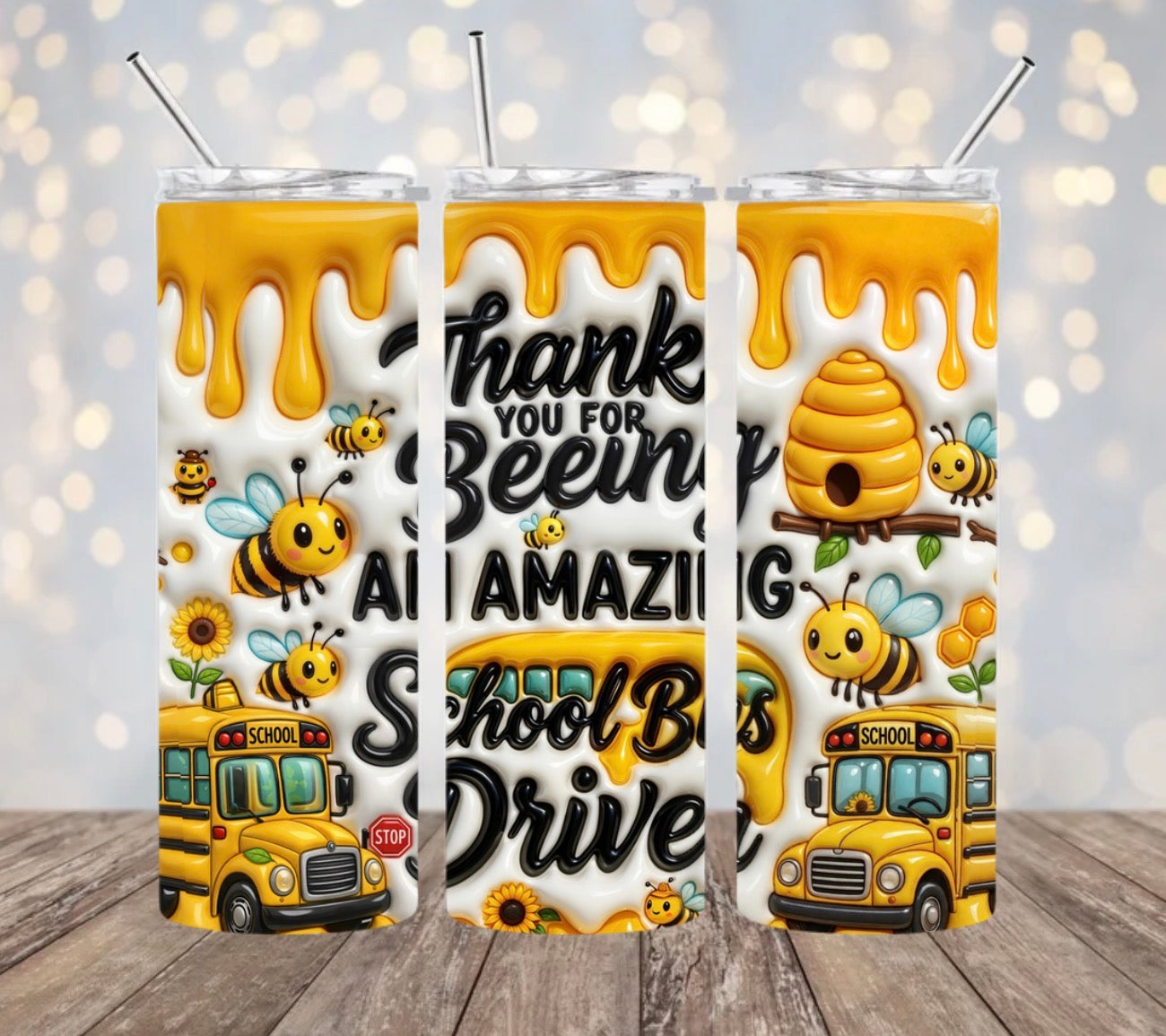 Thank You For BEE-ing An Amazing School Bus Driver Tumbler Wrap