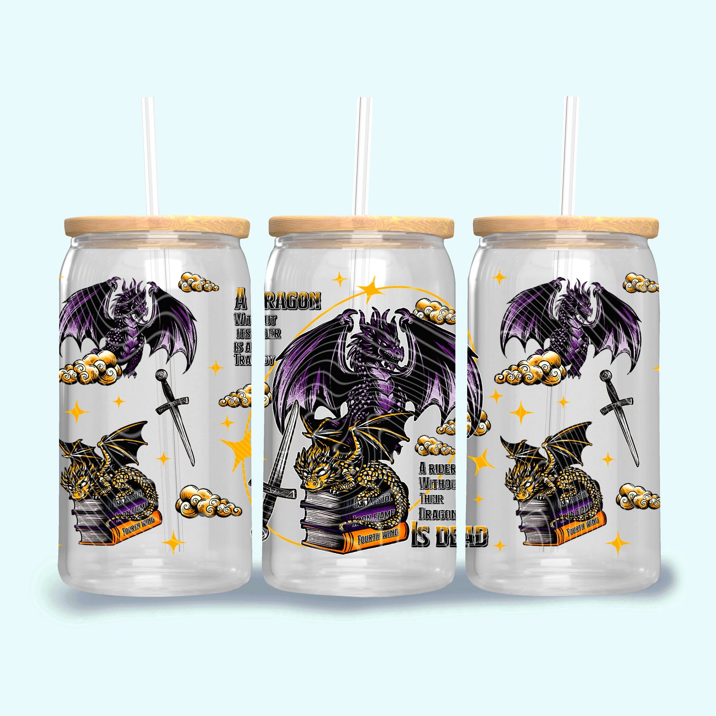 A Dragon And A Dragon Rider 16 oz Glass Can Wraps