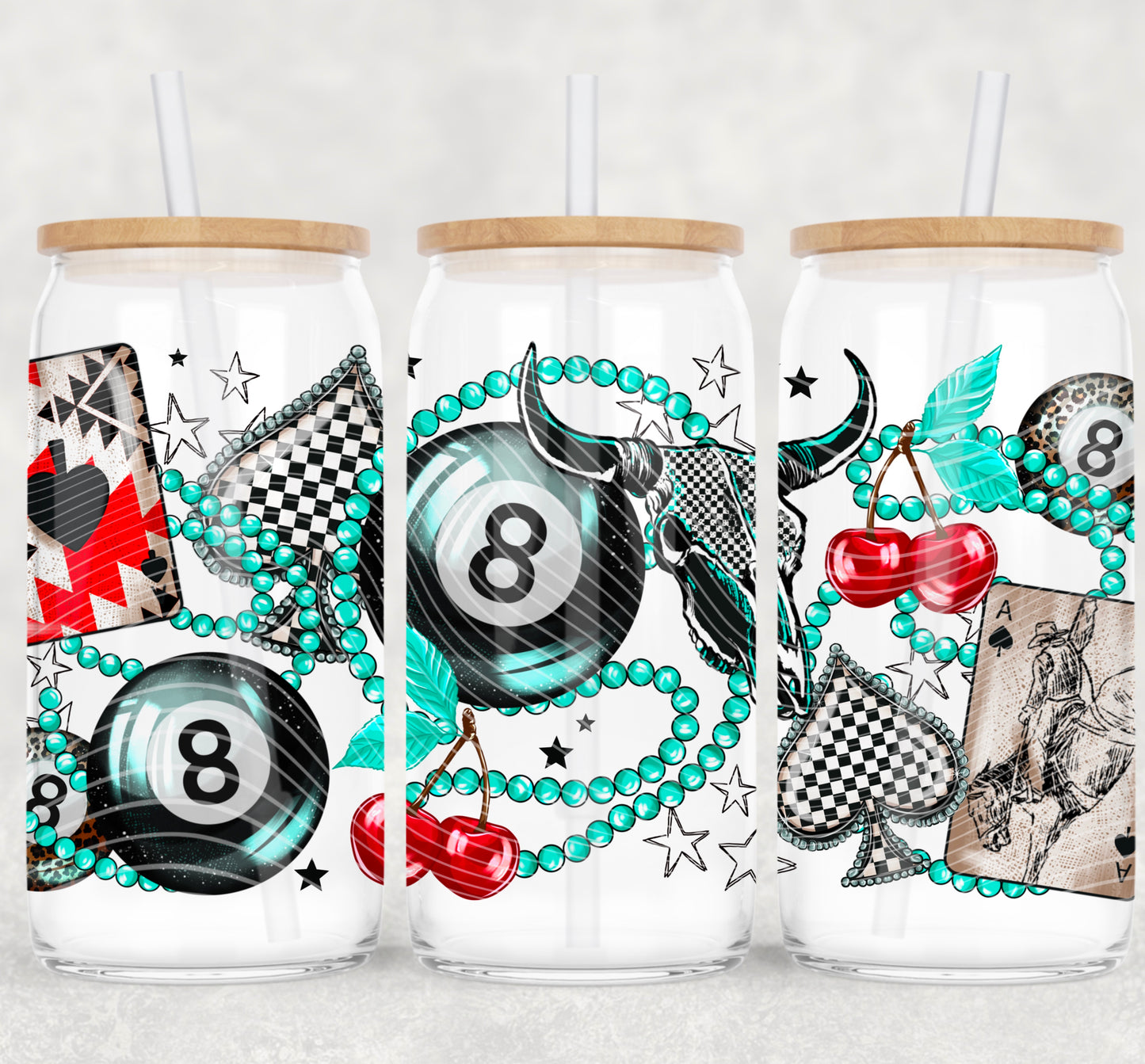 Lucky Girl Cherry 16 oz Glass Can Wraps