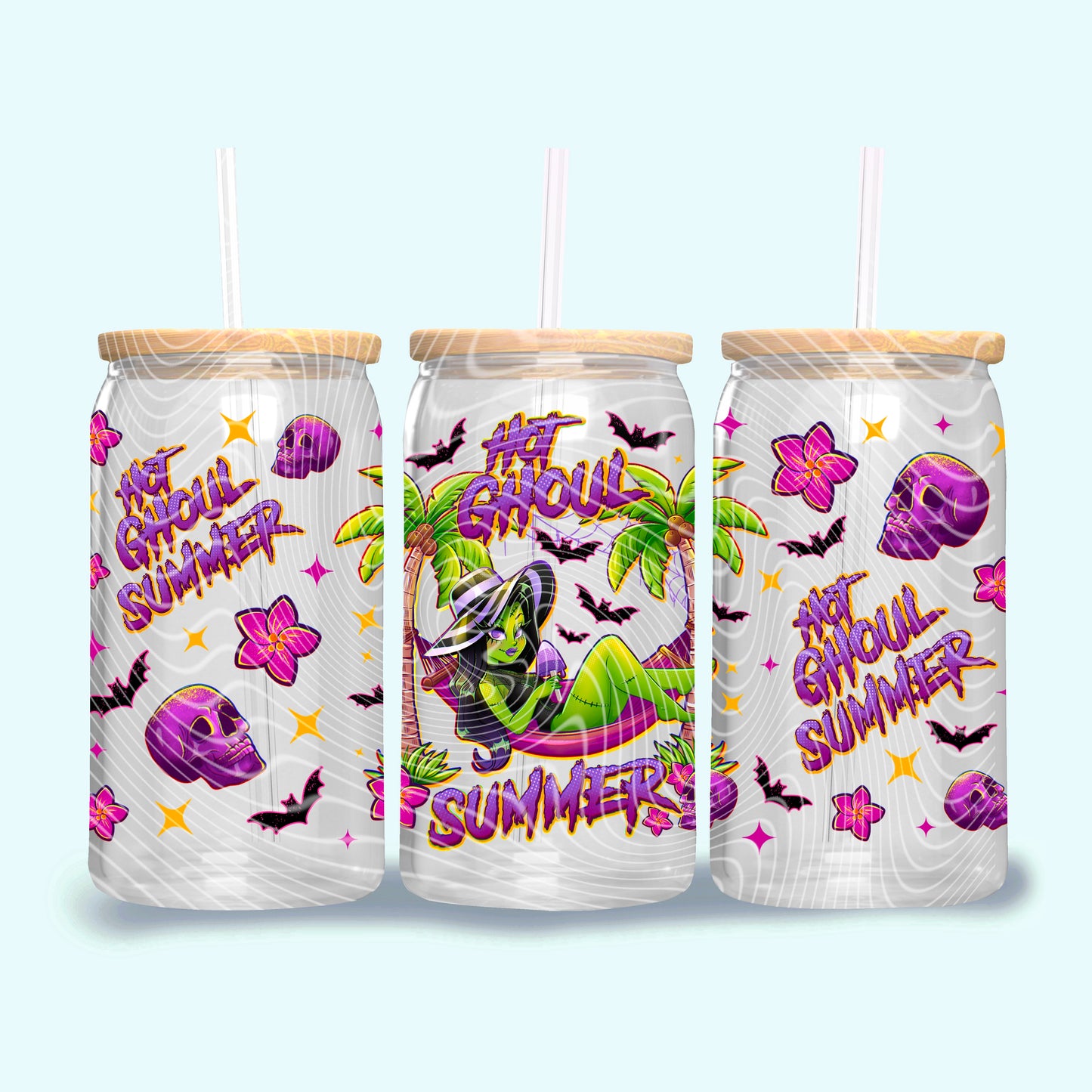 Hot Ghoul Summer 16 oz Glass Can Wraps