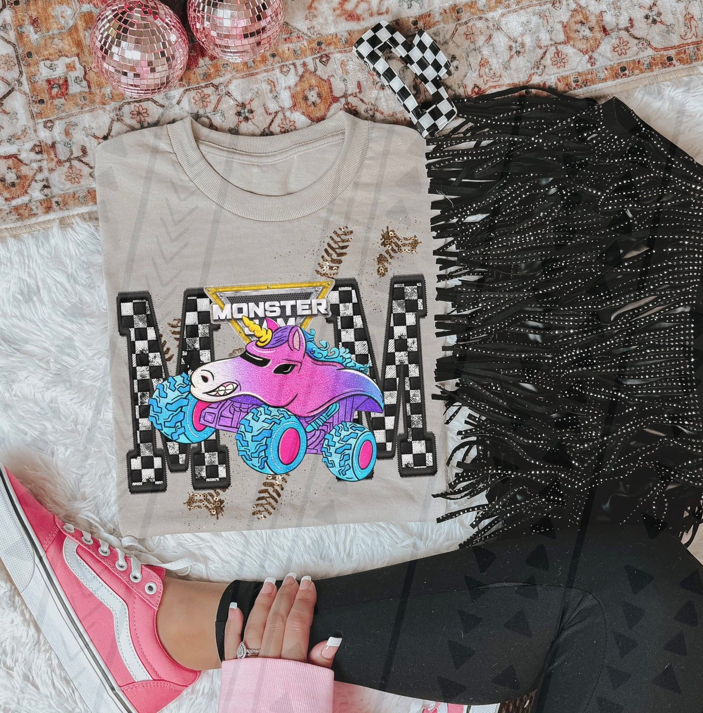 MJ Sparkle Smash Mom Faux Embroidery DTF Prints