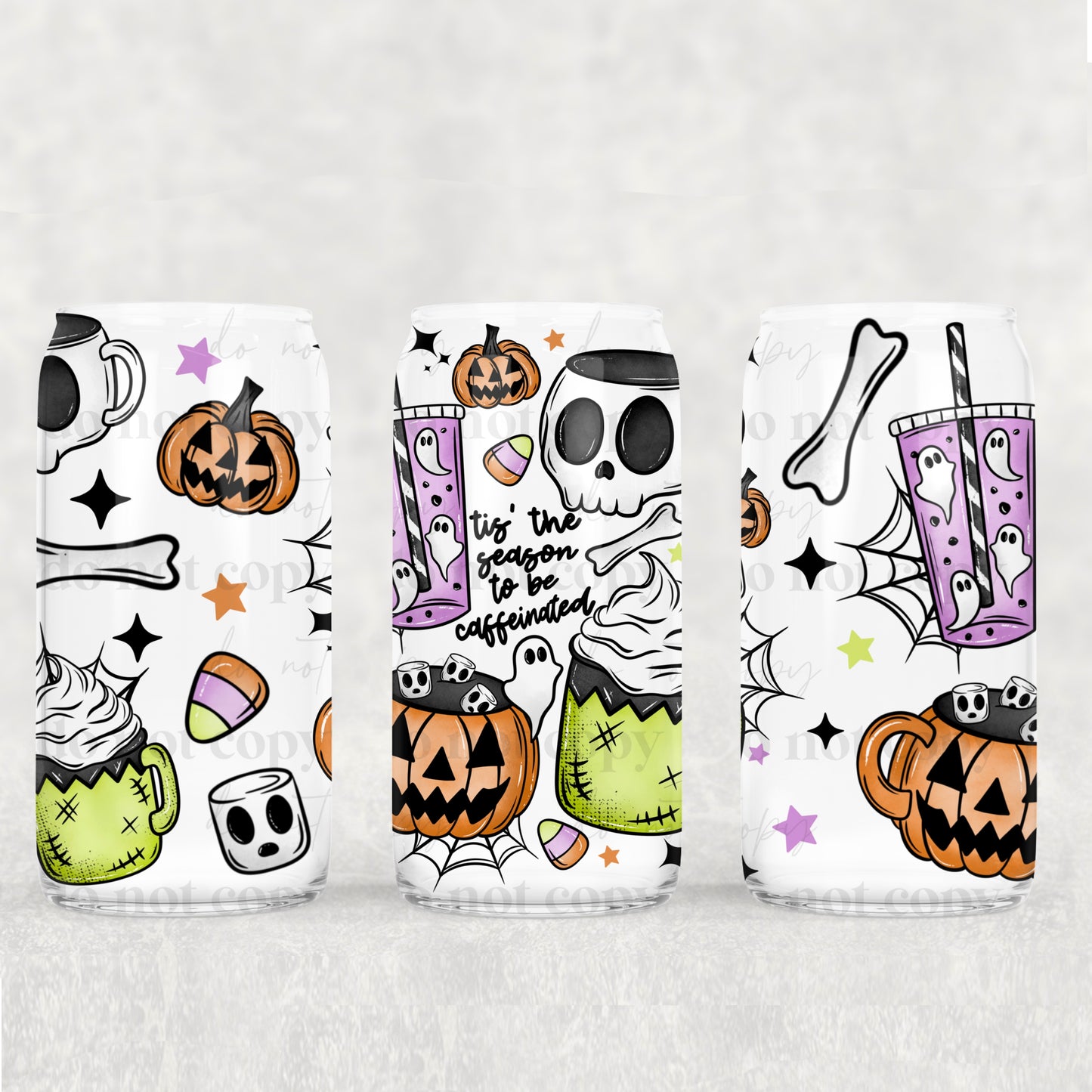 ‘Tis The Season To Be Caffeinated 16 oz Glass Wraps