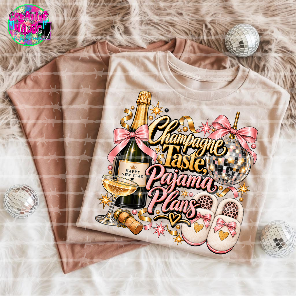 Champagne PJ Plans DTF Print