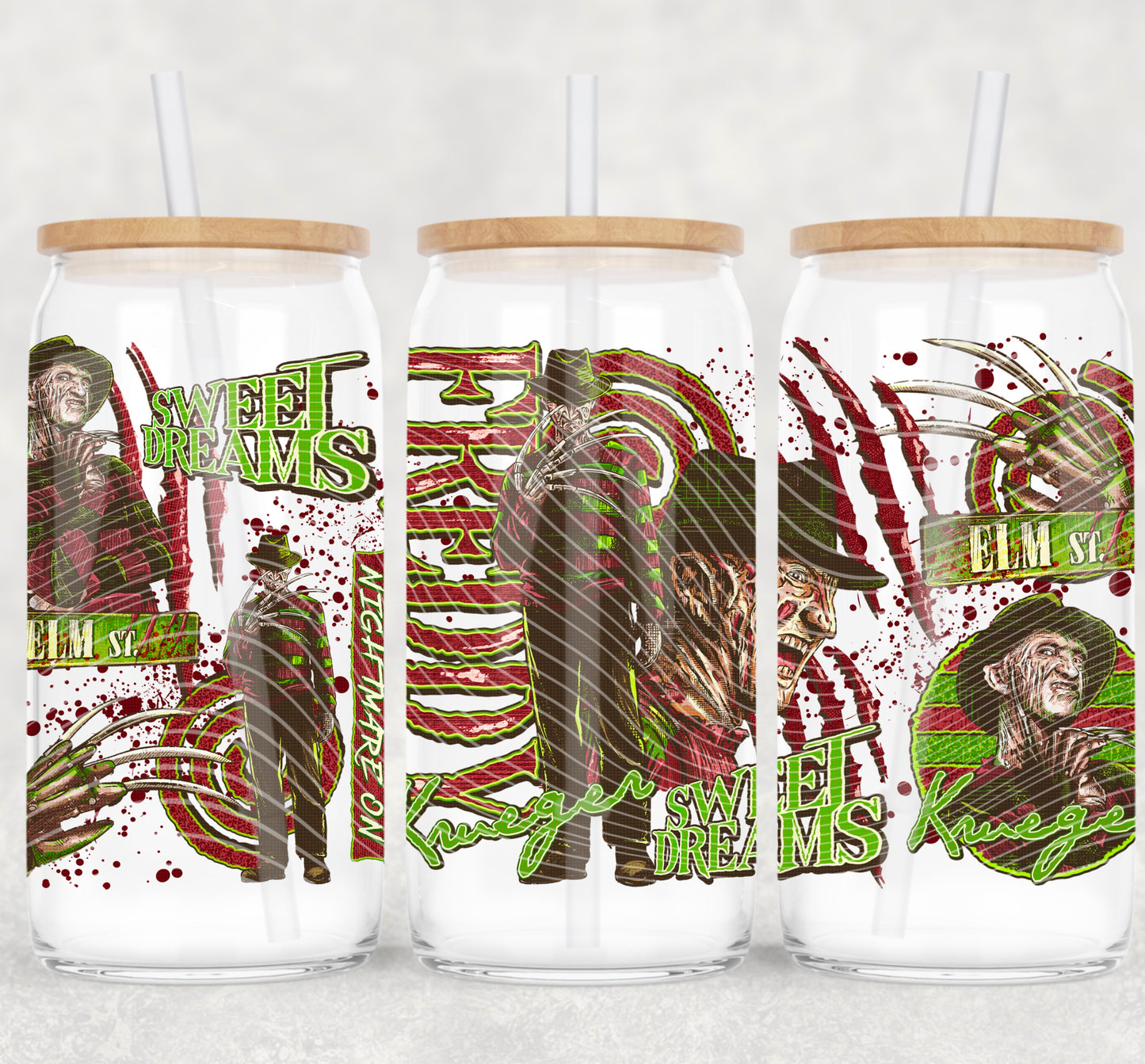 Nightmare On Elm Street 16 oz Glass Can Wraps