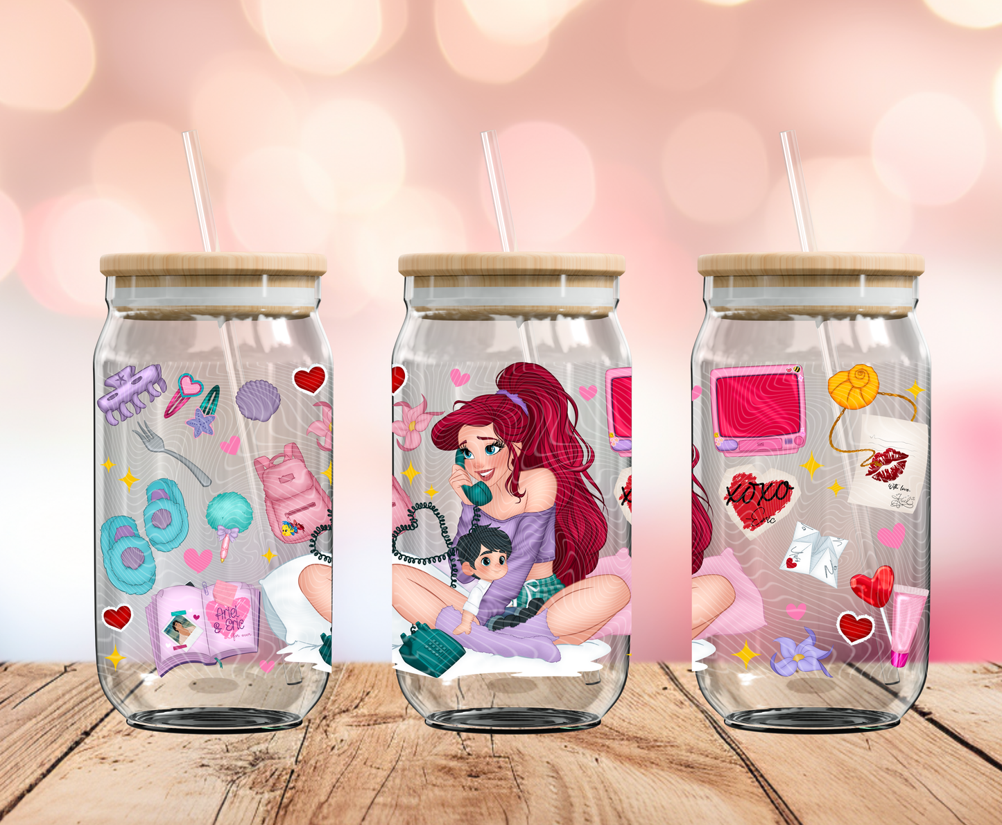 Princess A Valentine 16 oz Glass Wraps