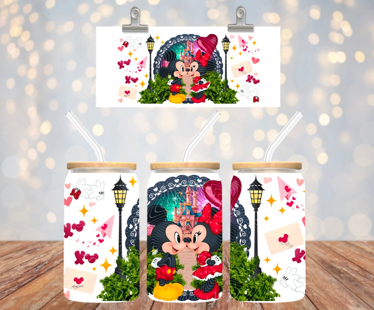 XOXO at the park Valentines 16 oz Glass Can Wrap