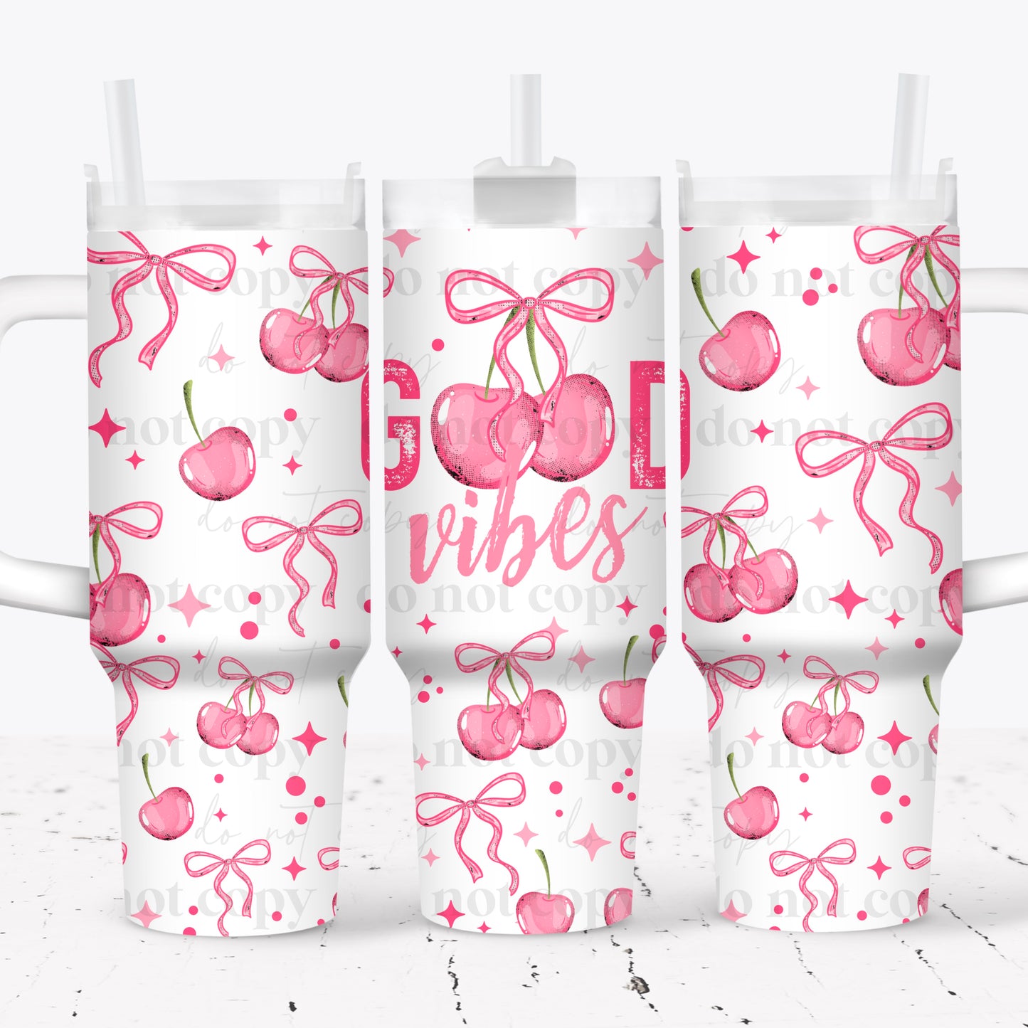 Good Vibes Cherry 40 oz Tumbler Prints
