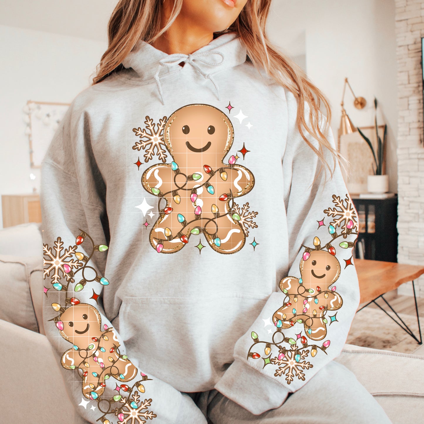 Gingerbread Christmas Lights DTF Print