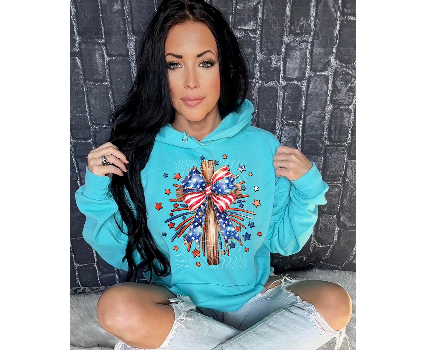 Fireworks Cross DTF Print