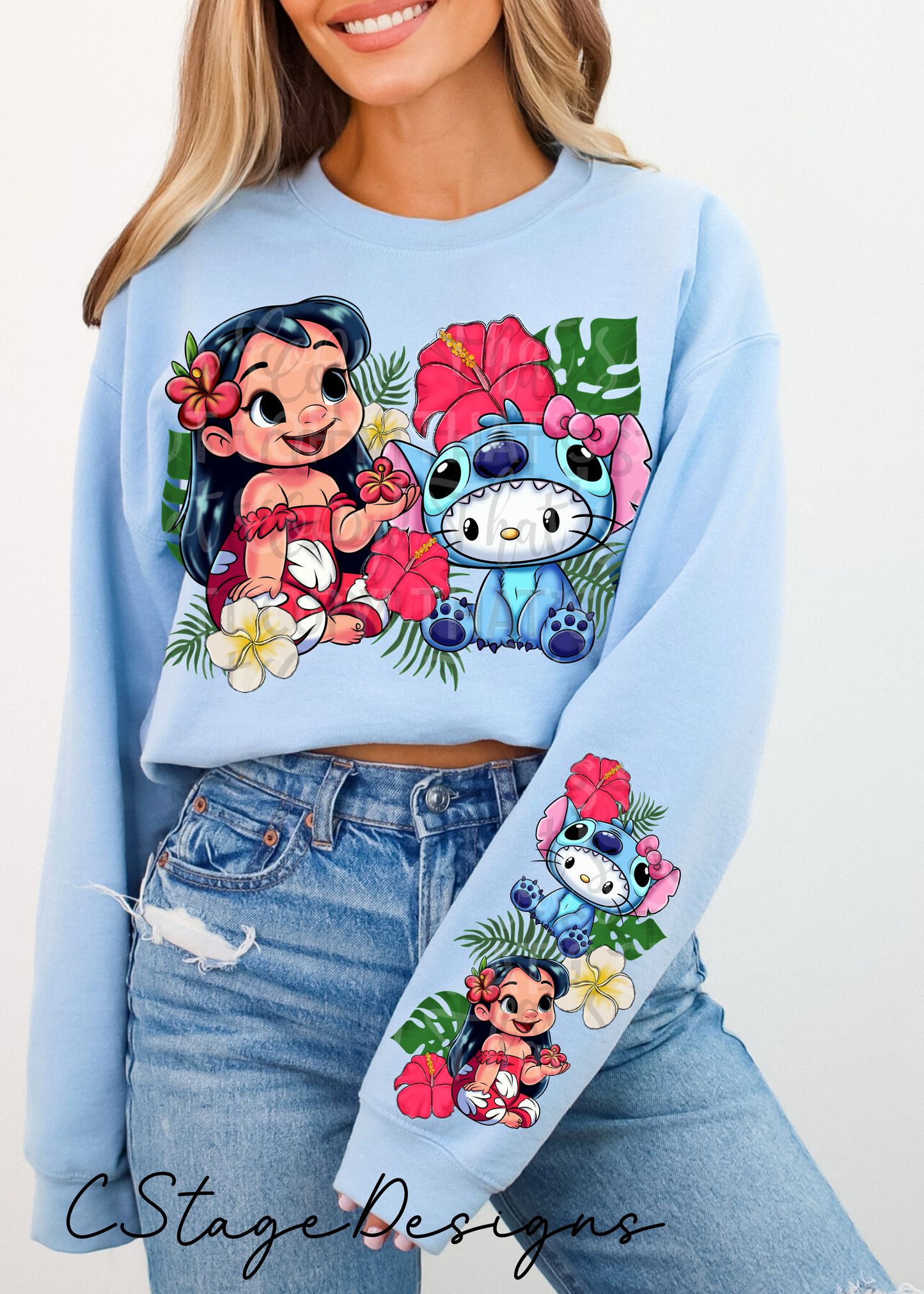 Hawaiian Kitty Pals DTF Print