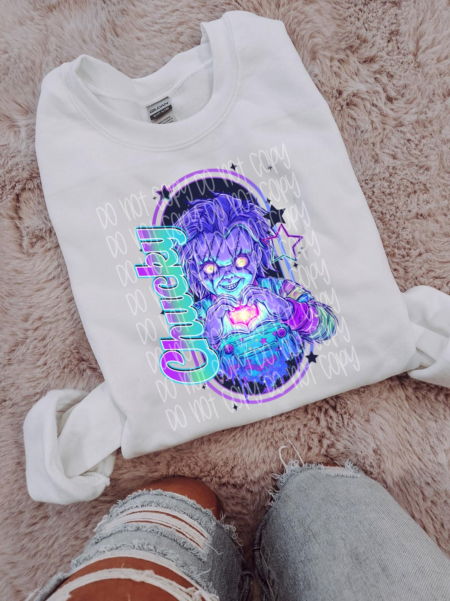 Heart hands Chucky DTF Prints