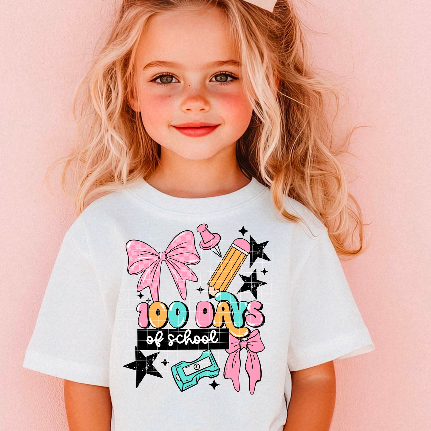 100 Days Of School (Pink Tones) DTF Print