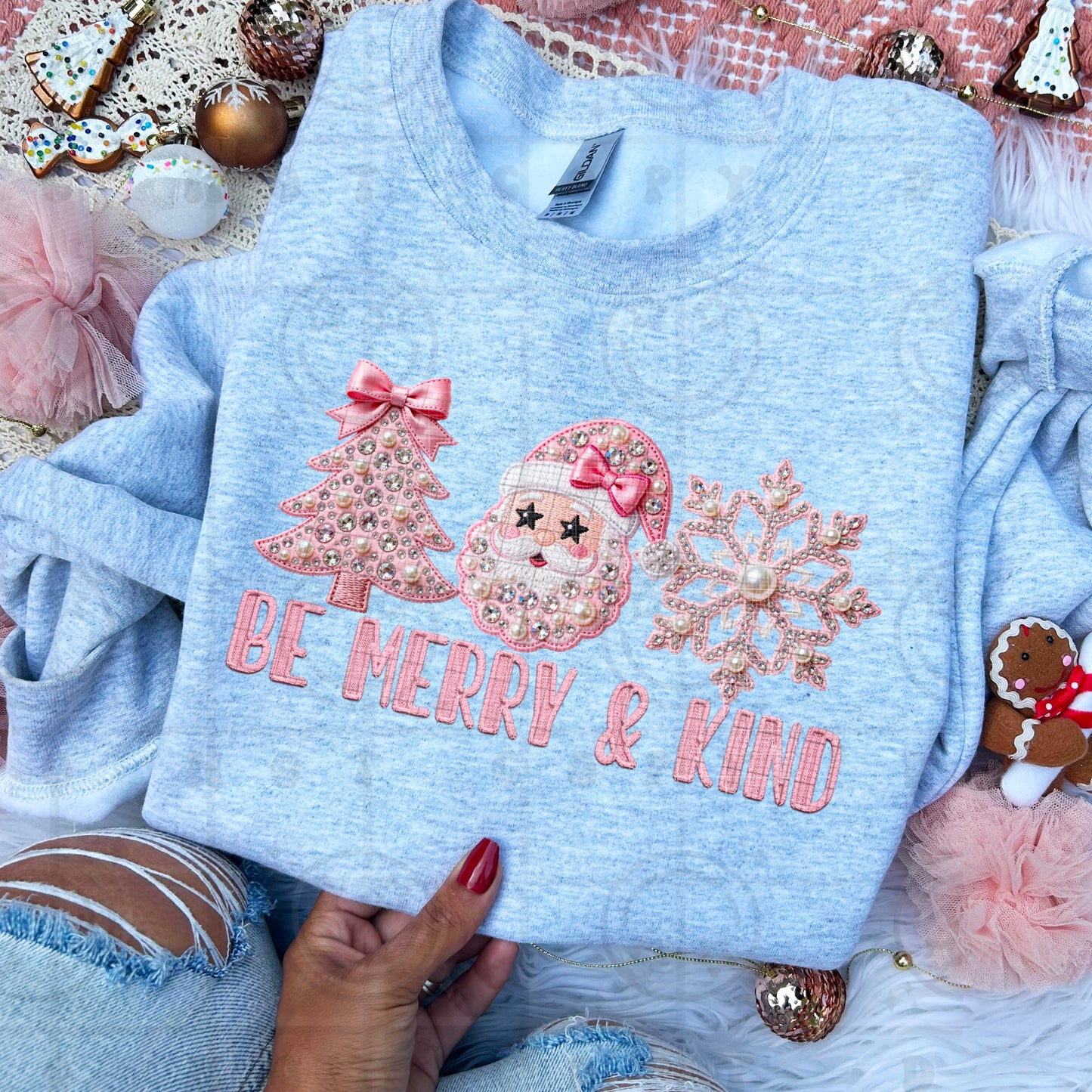 Be Merry And Kind (Faux Rhinestone Embroidery) DTF Prints