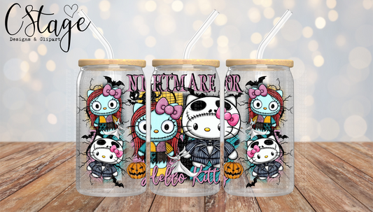 Nightmare Hkitty 16 oz Glass Can Wrap