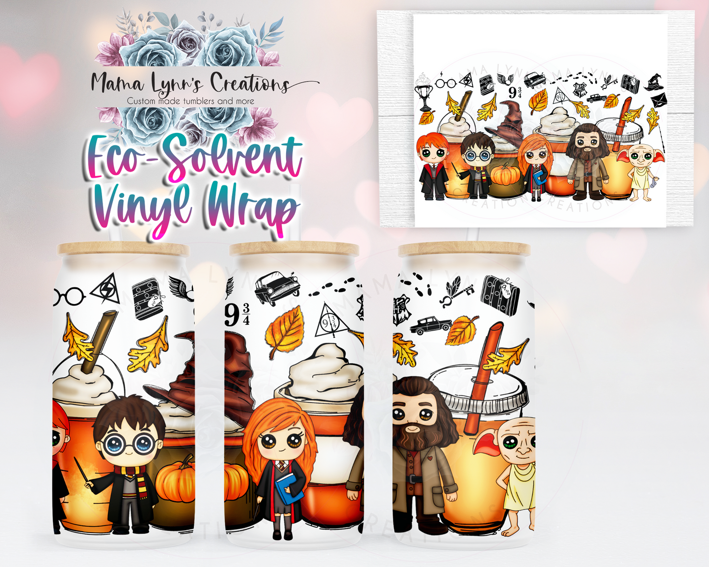 Chibi Wizards Drinks 16 oz Glass Can Wrap