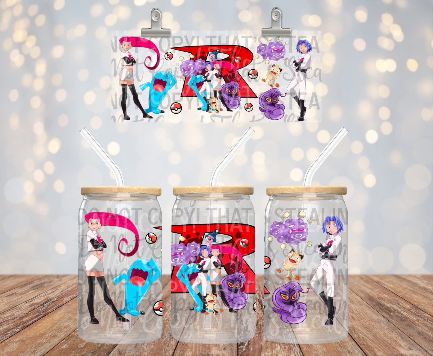 Team Rocket 16 oz Glass Wraps