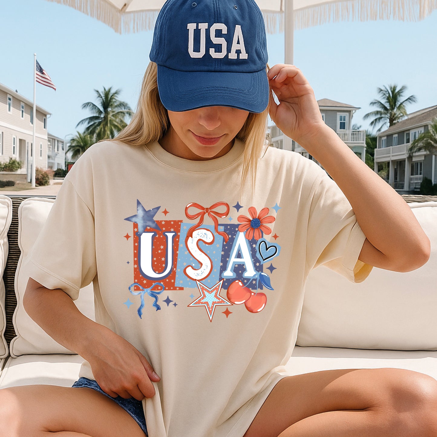 USA Bows & Cherries DTF Print