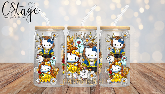 Hello Beauty & B 16 oz Glass Can Wrap