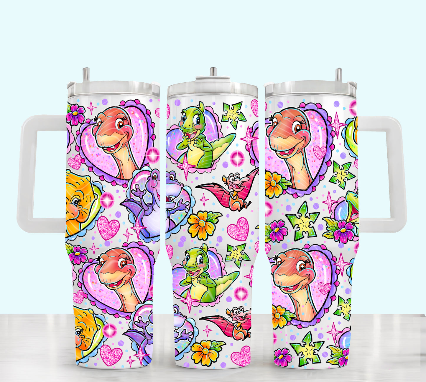 Dino Love Valentines 40 oz Tumbler Print