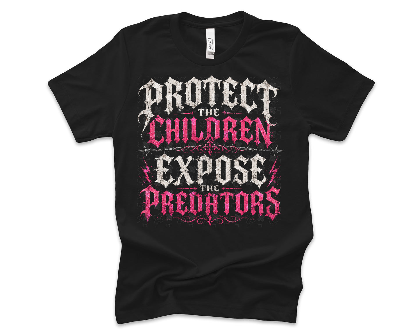 Protect The Children Expose The Predators (Halftone for Black Fabric Only) DTF Print