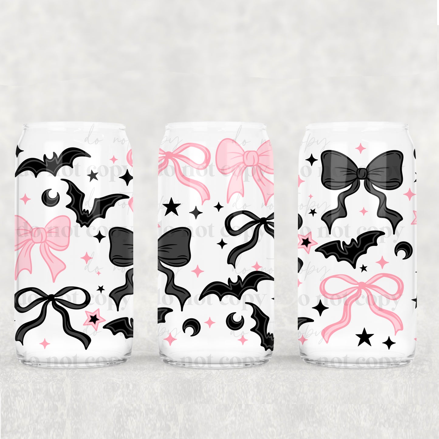 Girly Bats And Bows 16 oz Glass Wraps